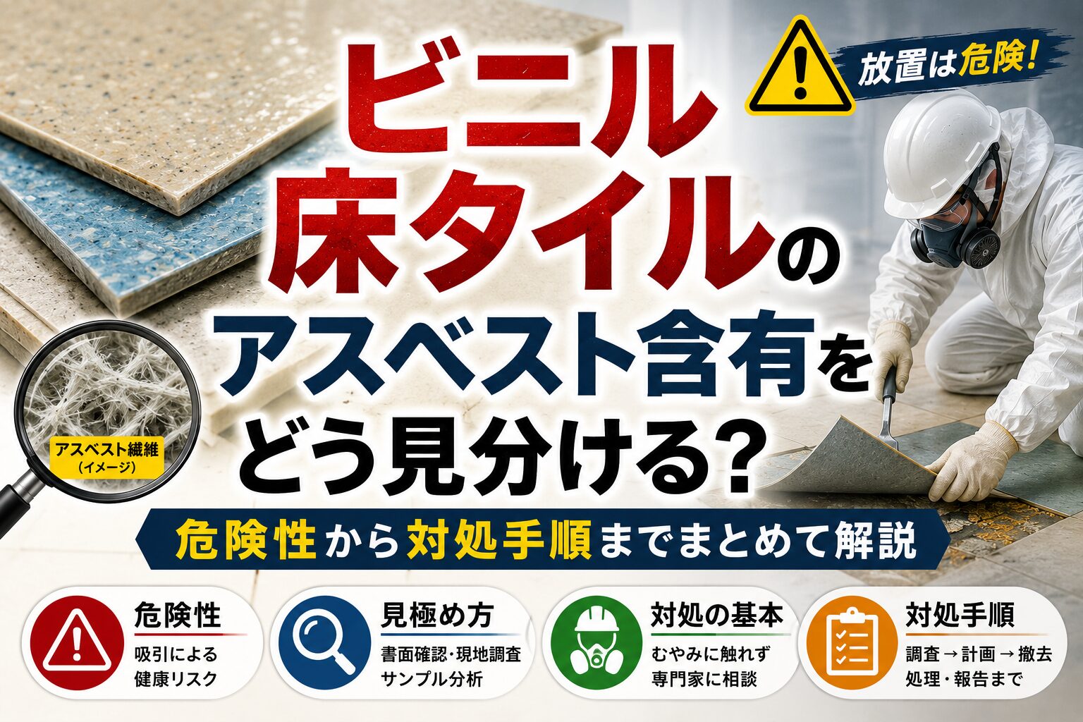 ビニル床タイルのアスベスト含有をどう見分ける？危険性から対処手順 